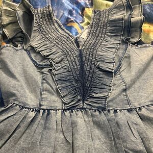 Elegant Ruffled Blue Blouse